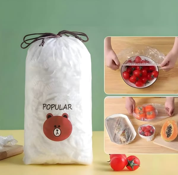 100pcs Disposable Plastic Wrap Covers, Elastic & Tight, Food - Grade Fresh - Keeping, Dust & Insect - Proof, Kitchen Accessories - Disposable Food Wrap - Rumaisas