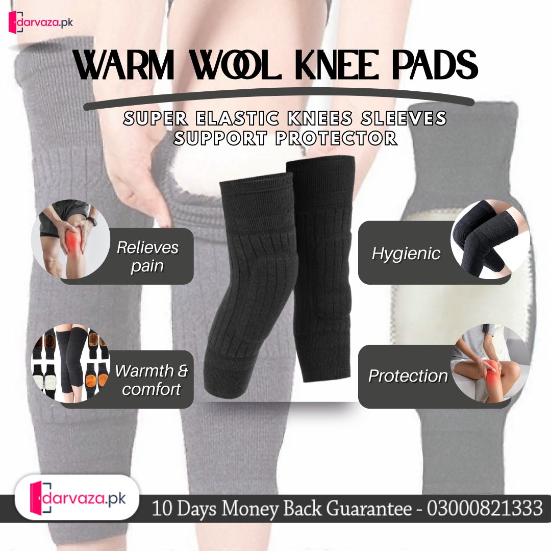 2 Pcs Warm Wool Knee Pads Super Elastic Knees Sleeves Support Protector - Rumaisas
