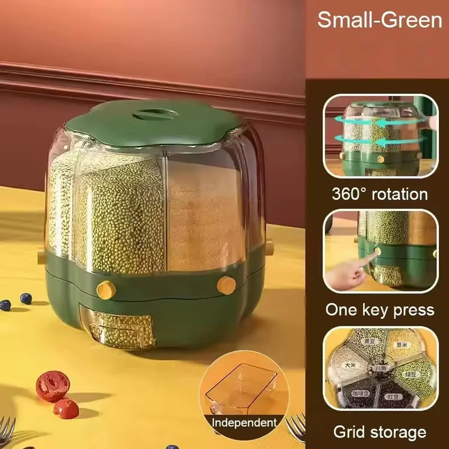 360° Rotating Grain And Cereal Dispenser - 7L - Rumaisas
