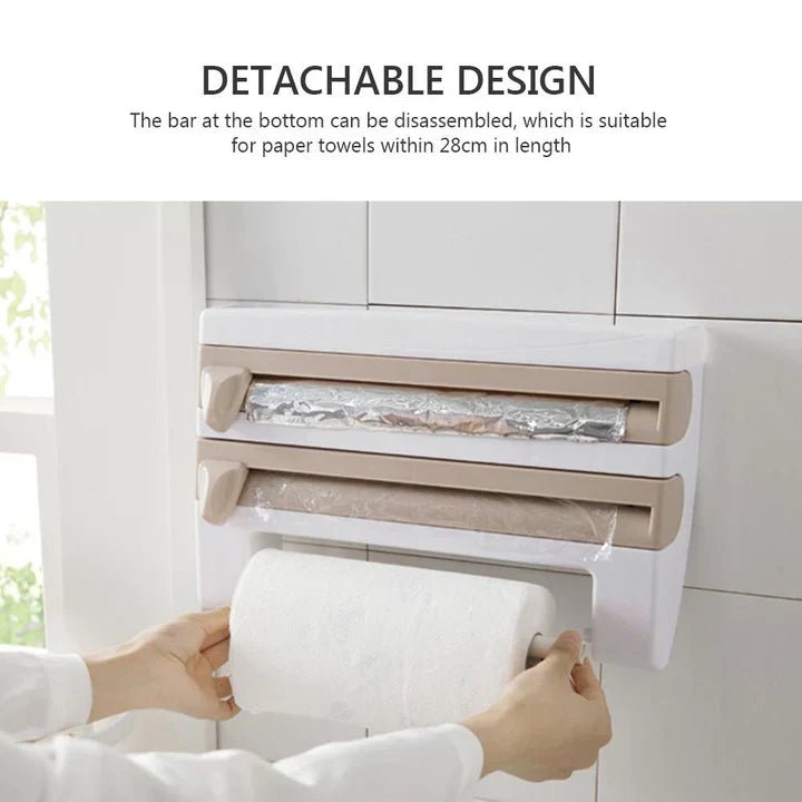 4 in 1 Wall - Mounted Foil, Cling Film & Paper Towel Holder - Rumaisas