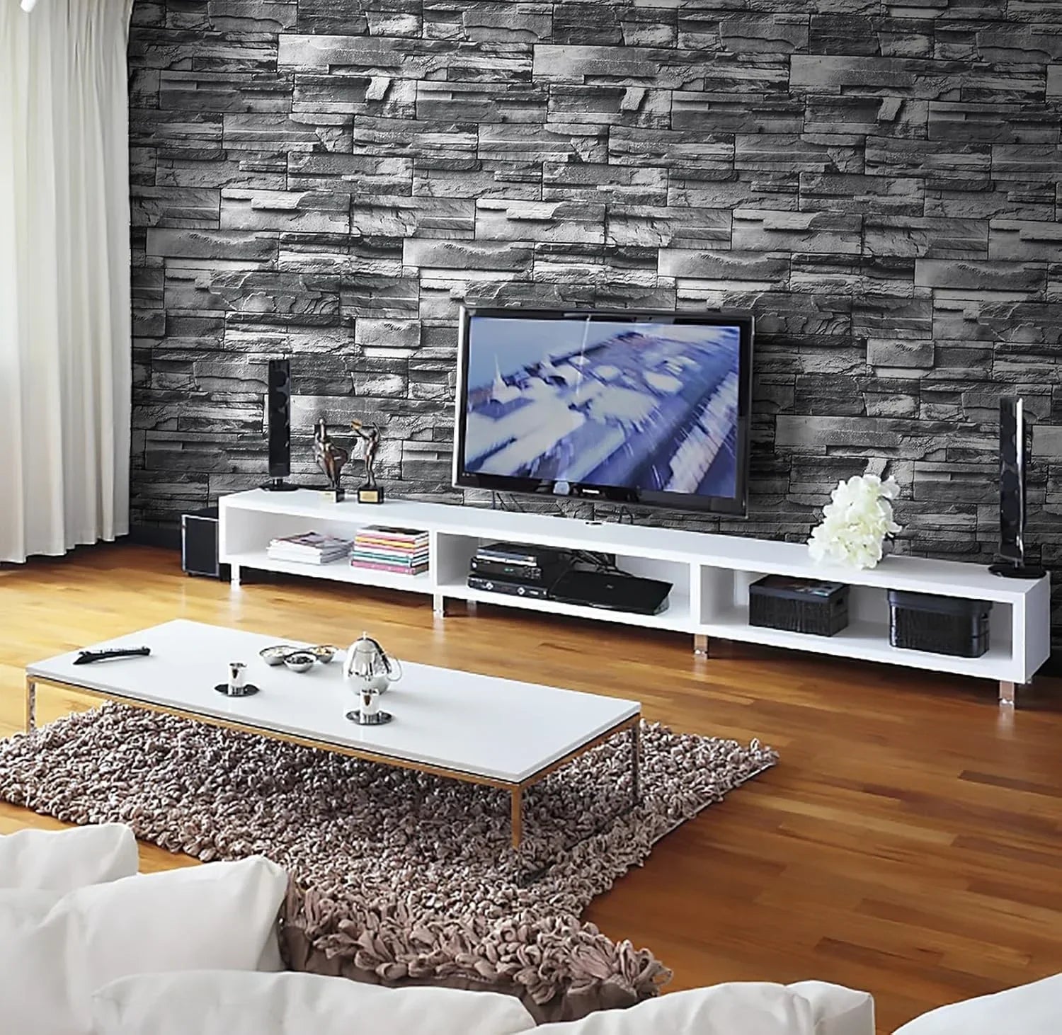 70cm x 77cm - Grey Brick Wallpaper Peel and Stick Wallpaper - Rumaisas