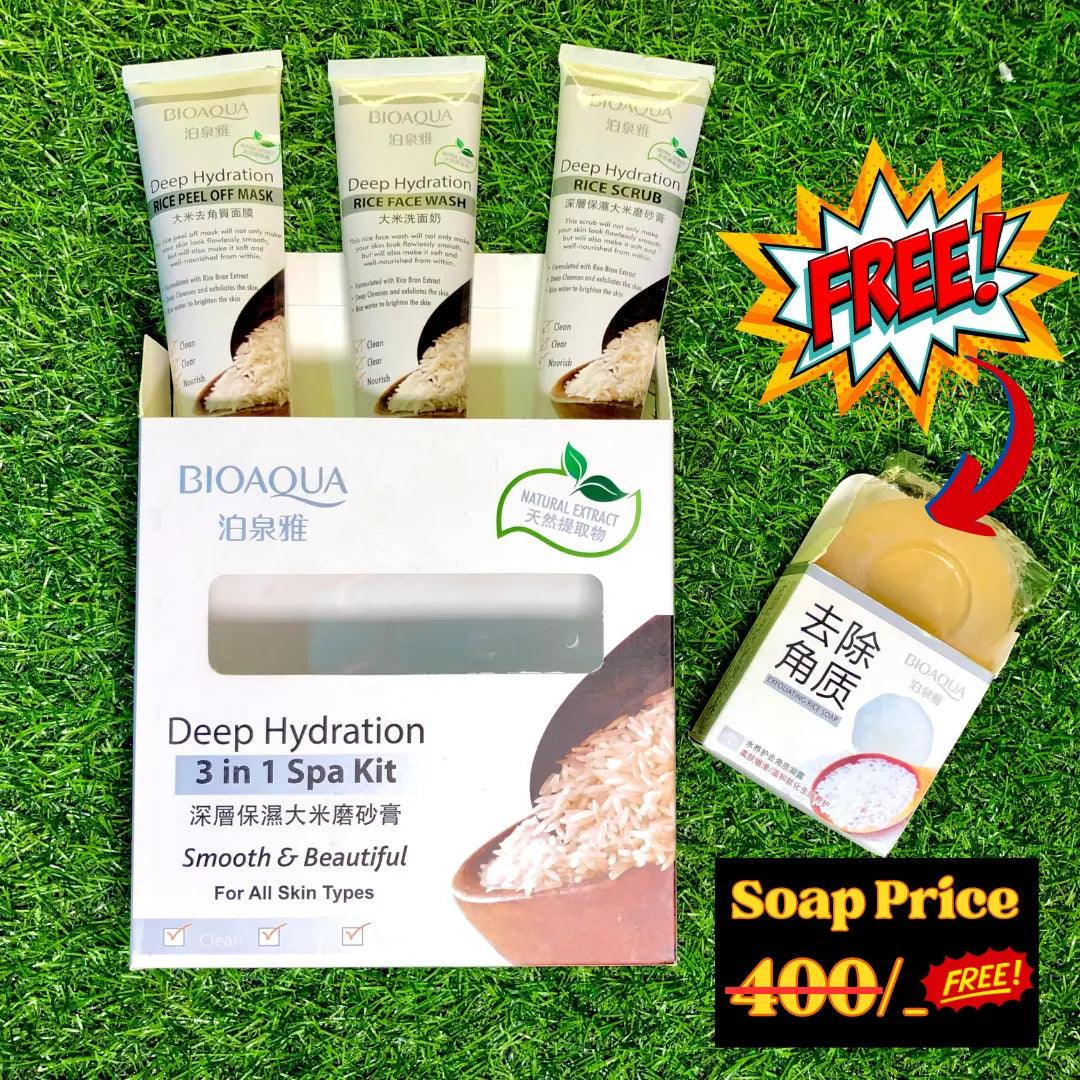 BIOAQUA Deep Hydration 3in1 Spa kit with Free Rice Soap - Rumaisas