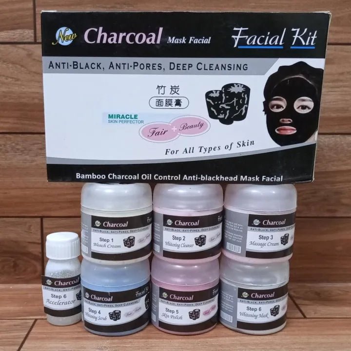 Charcoal Facial Kit (6 x 100 ML) / High Quality Charcoal Facial Kit Set - Rumaisas