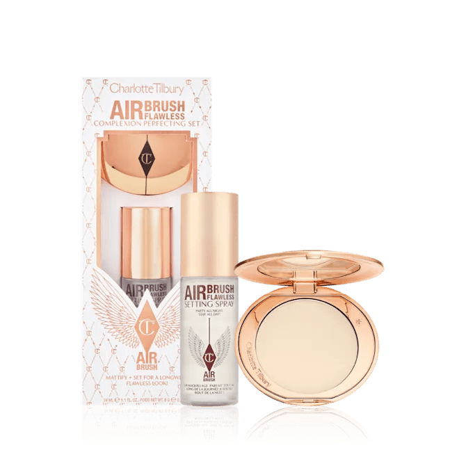 Charlotte Tilbury Complexion Perfecting Set - Airbrush Finish Flawless Finish Powder Fair 01 + Setting Spray 34ml - Rumaisas