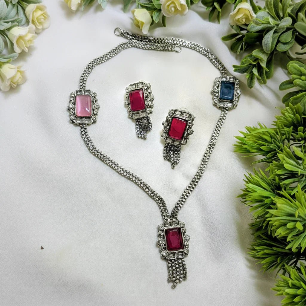Chin Style Necklace Set – Necklace with Tops & Studs - Rumaisas