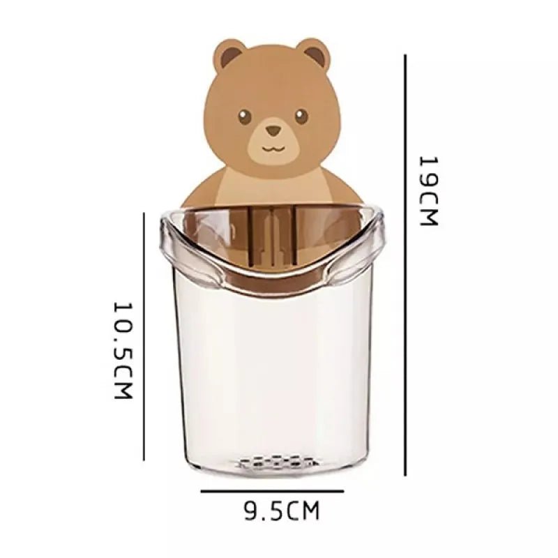 Cute Bear Cup Wall Mounted Toothbrush, Toothpaste, Razor Holder - Rumaisas