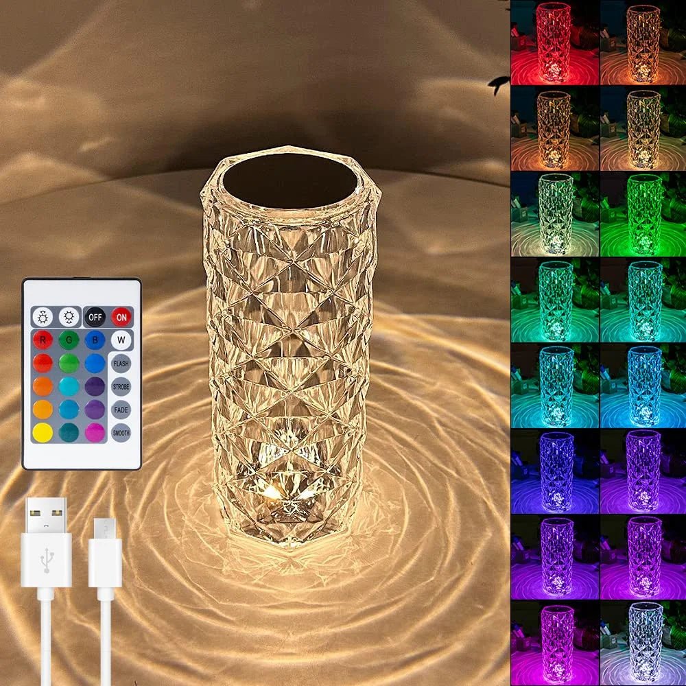 Diamond Rose Crystal Lamp 16 Color Changing with remote - Rumaisas