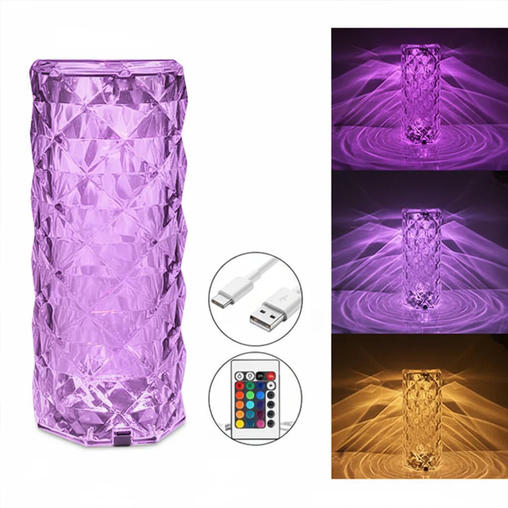 Diamond Rose Crystal Lamp 16 Color Changing with remote - Rumaisas