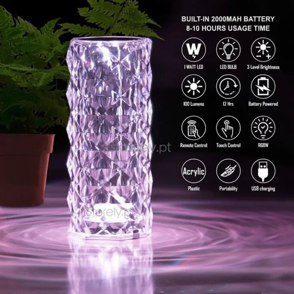 Diamond Rose Crystal Lamp 16 Color Changing with remote - Rumaisas