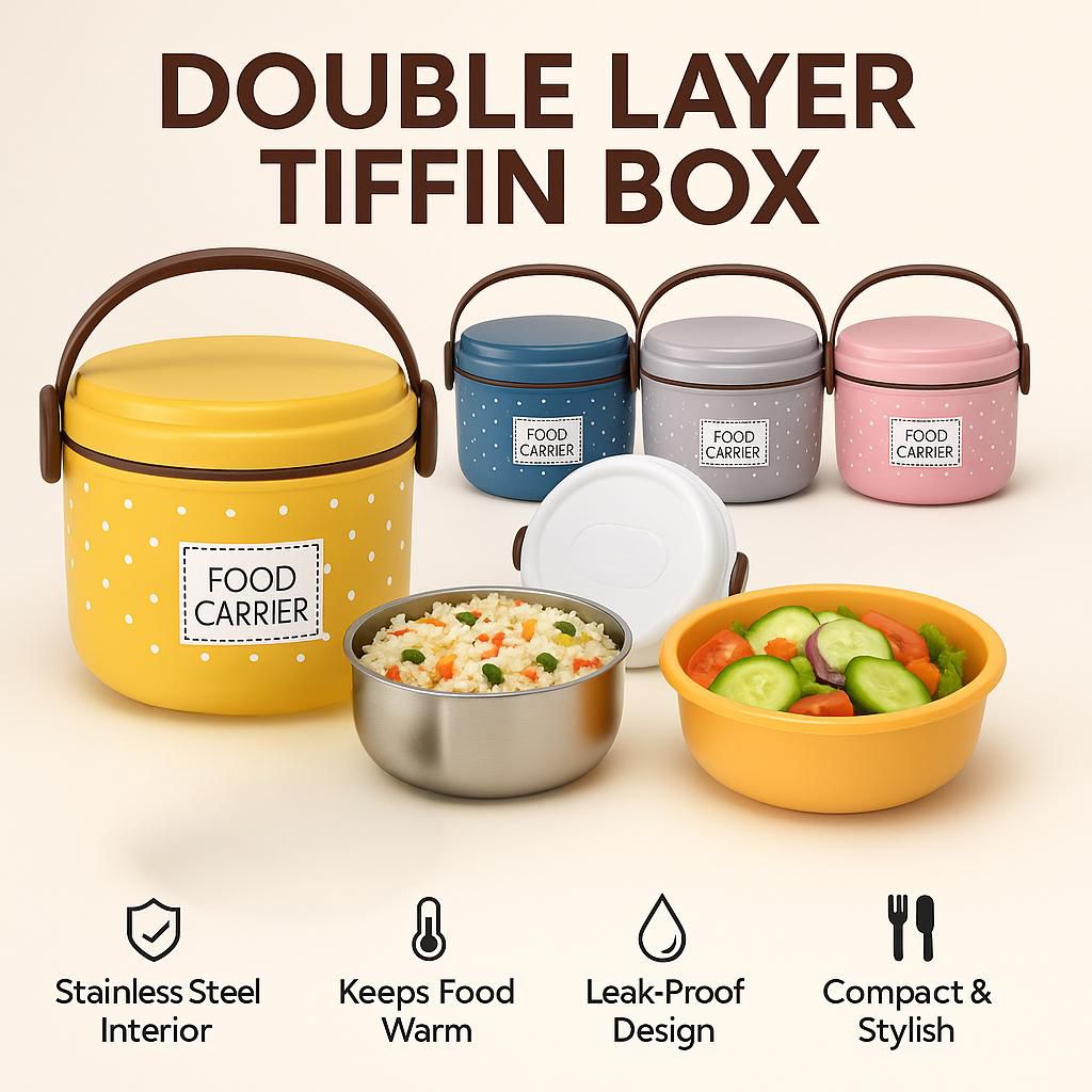 Double Layer Tiffin Lunch Box/Food Carrier - Rumaisas
