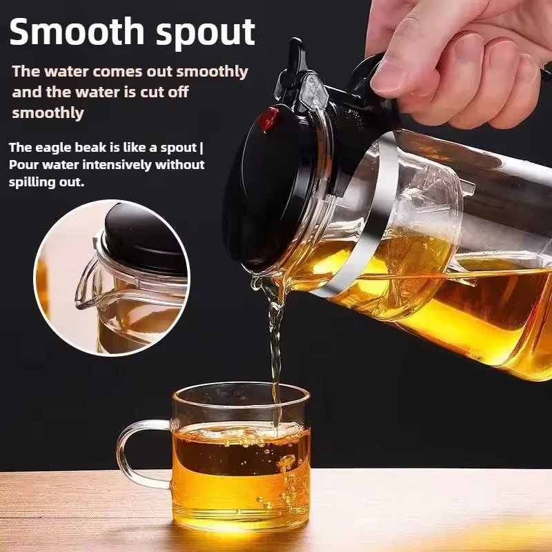Effortless Tea Infuser Glass Teapot with One - Click Separation Elegant For Serve - 750ml - Rumaisas