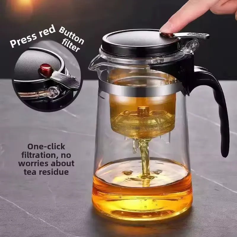 Effortless Tea Infuser Glass Teapot with One - Click Separation Elegant For Serve - 750ml - Rumaisas
