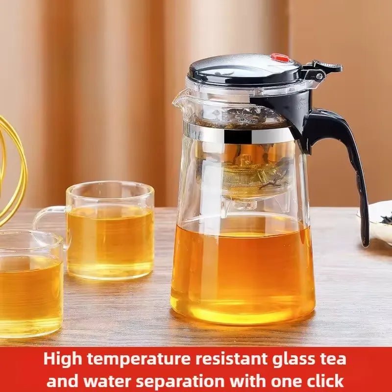 Effortless Tea Infuser Glass Teapot with One - Click Separation Elegant For Serve - 750ml - Rumaisas