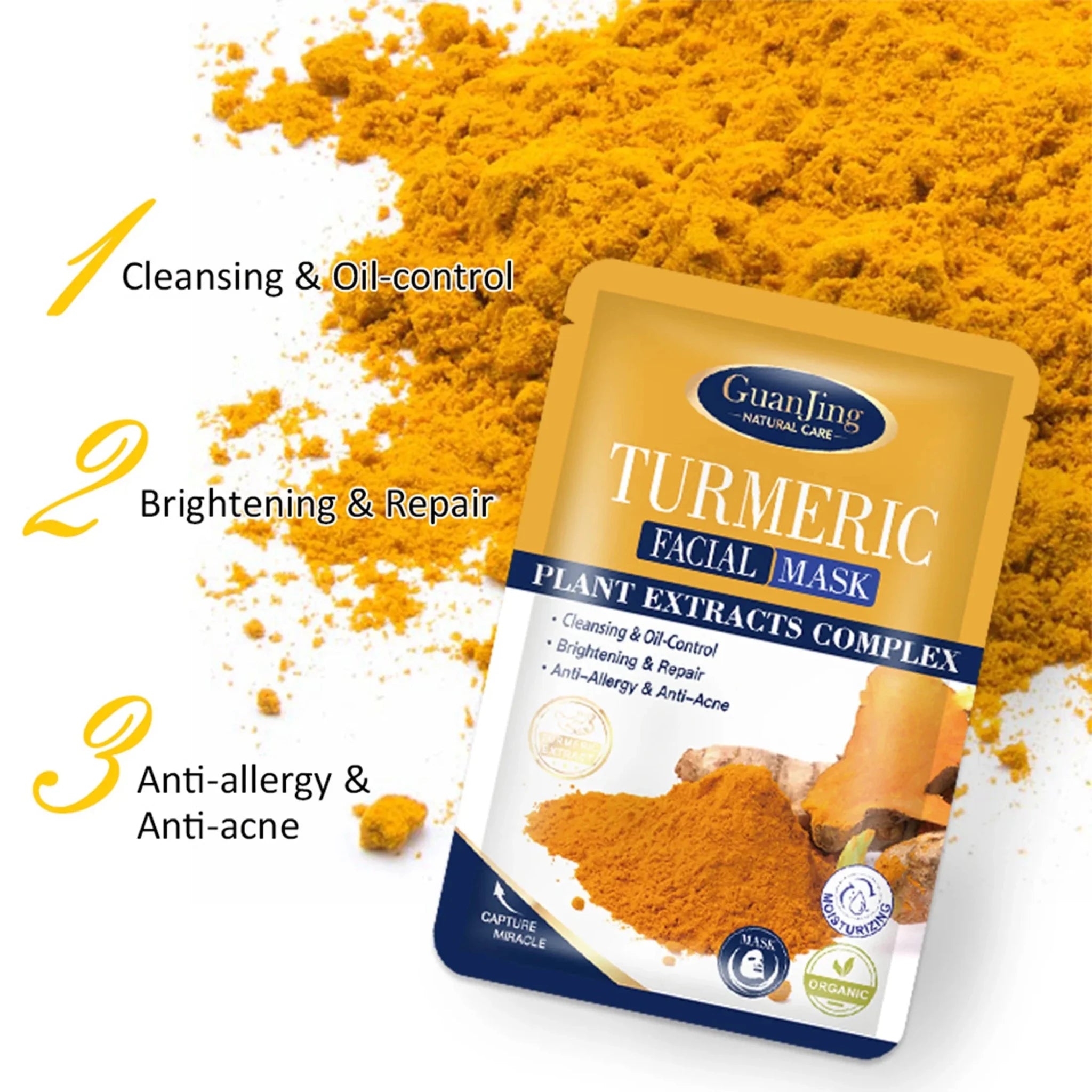 Guanjing Turmeric Plant Extracts Complex brightening Facial Mask - Rumaisas
