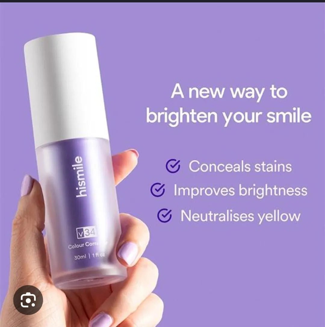 Hismile v34 Colour Corrector Serum Purple Teeth Whitening & Stain Removal - Rumaisas