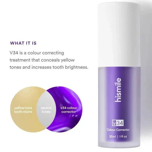 Hismile v34 Colour Corrector Serum Purple Teeth Whitening & Stain Removal - Rumaisas