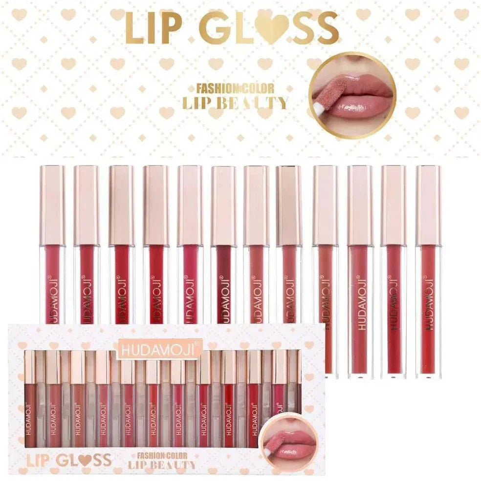Hudamoji Fashion Color Lip Beauty Lip Gloss Pack of 12 - Rumaisas