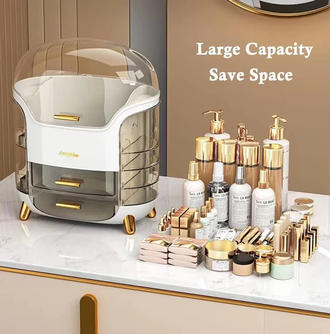 Luxury Desktop Cosmetic Organizer, Dustproof and Waterproof Makeup Vanity - Rumaisas