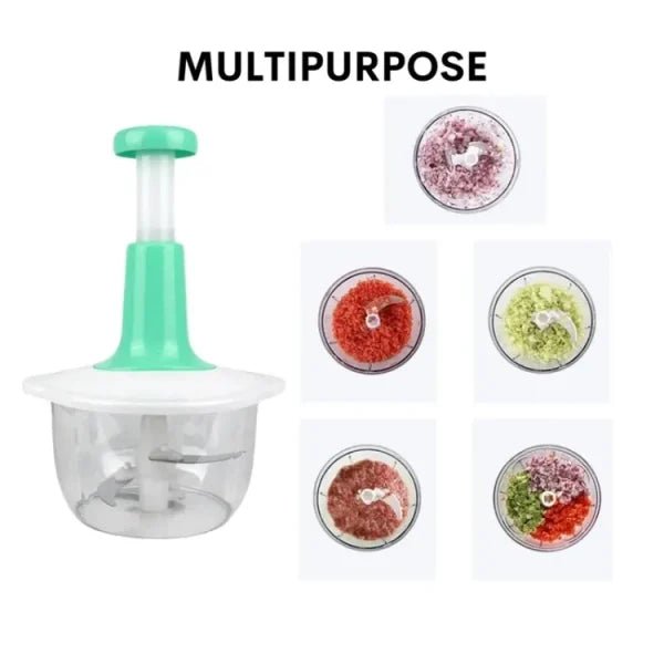 Manual Hand Push Chopper | Multi - functional Vegetable Meat Grinder, Grater, Chopper - 2L (Random Color) - Rumaisas