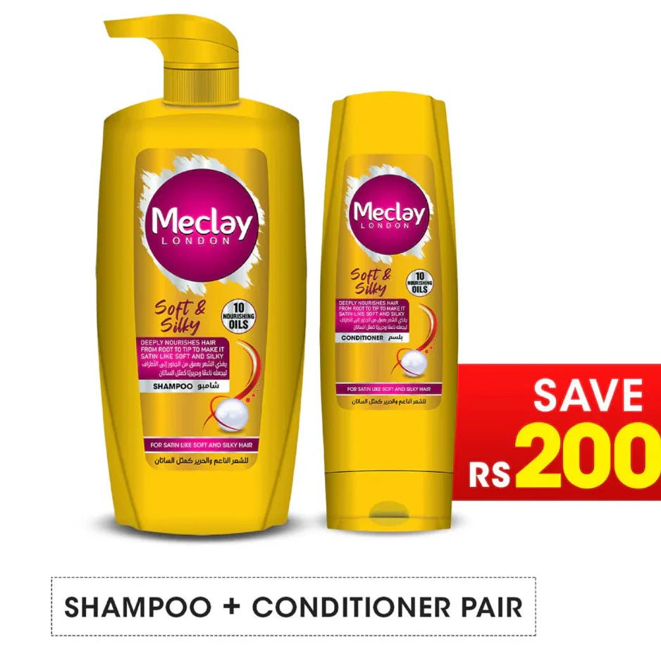 Meclay London Soft & Silky Shampoo - 660ml + Conditioner Pair Box (Save Rupees 200) - Rumaisas