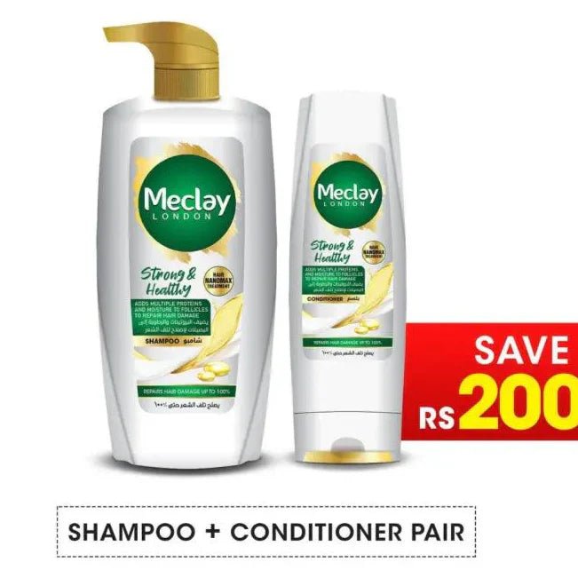 Meclay London Strong & Healthy Shampoo - 660ml + Conditioner Pair Box (Save Rupees 200) - Rumaisas