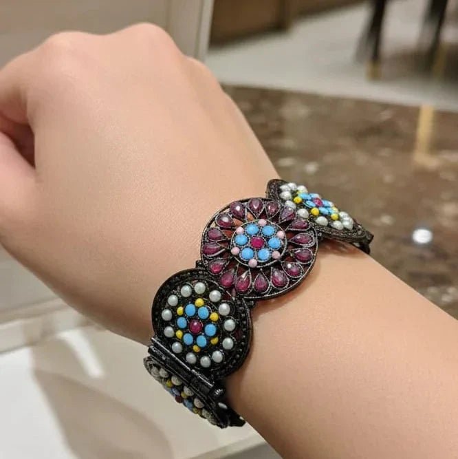Oxidized Bangle – Multi Ruby Color - Rumaisas