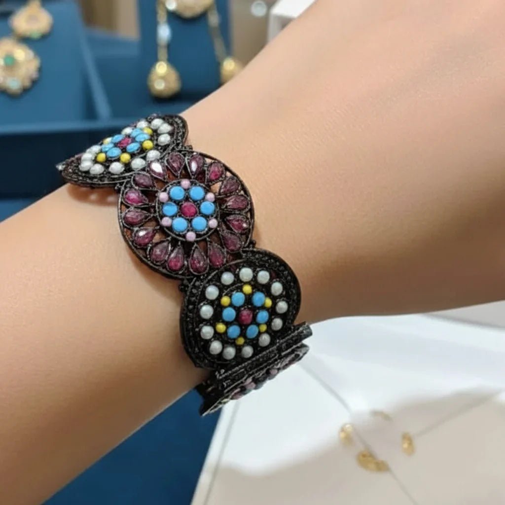 Oxidized Bangle – Multi Ruby Color - Rumaisas