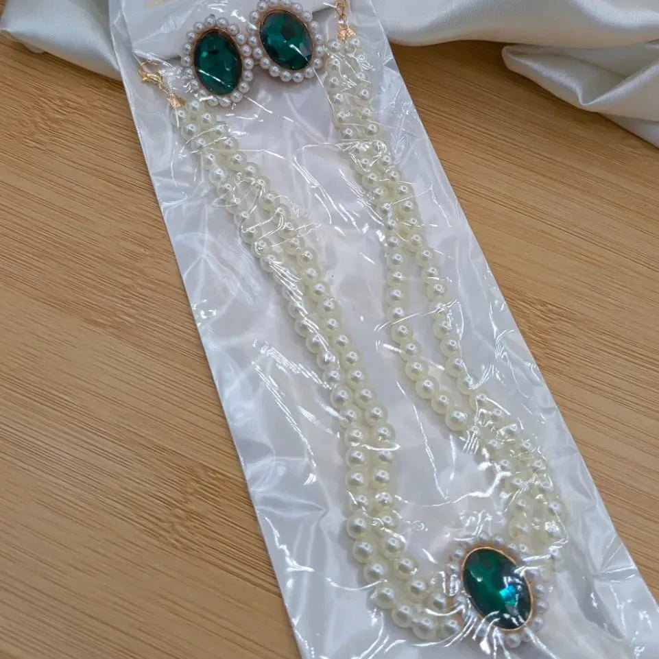 Pearl & Crystal Rhinestone Jewelry Set - Rumaisas
