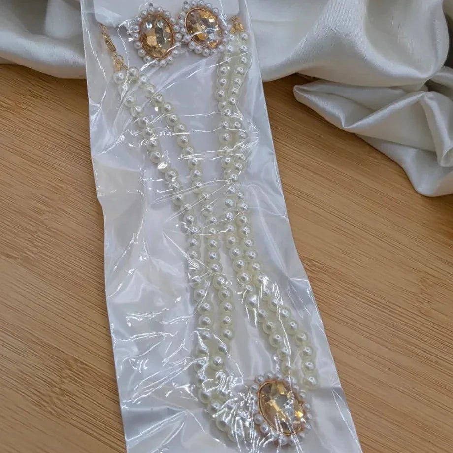 Pearl & Crystal Rhinestone Jewelry Set - Rumaisas