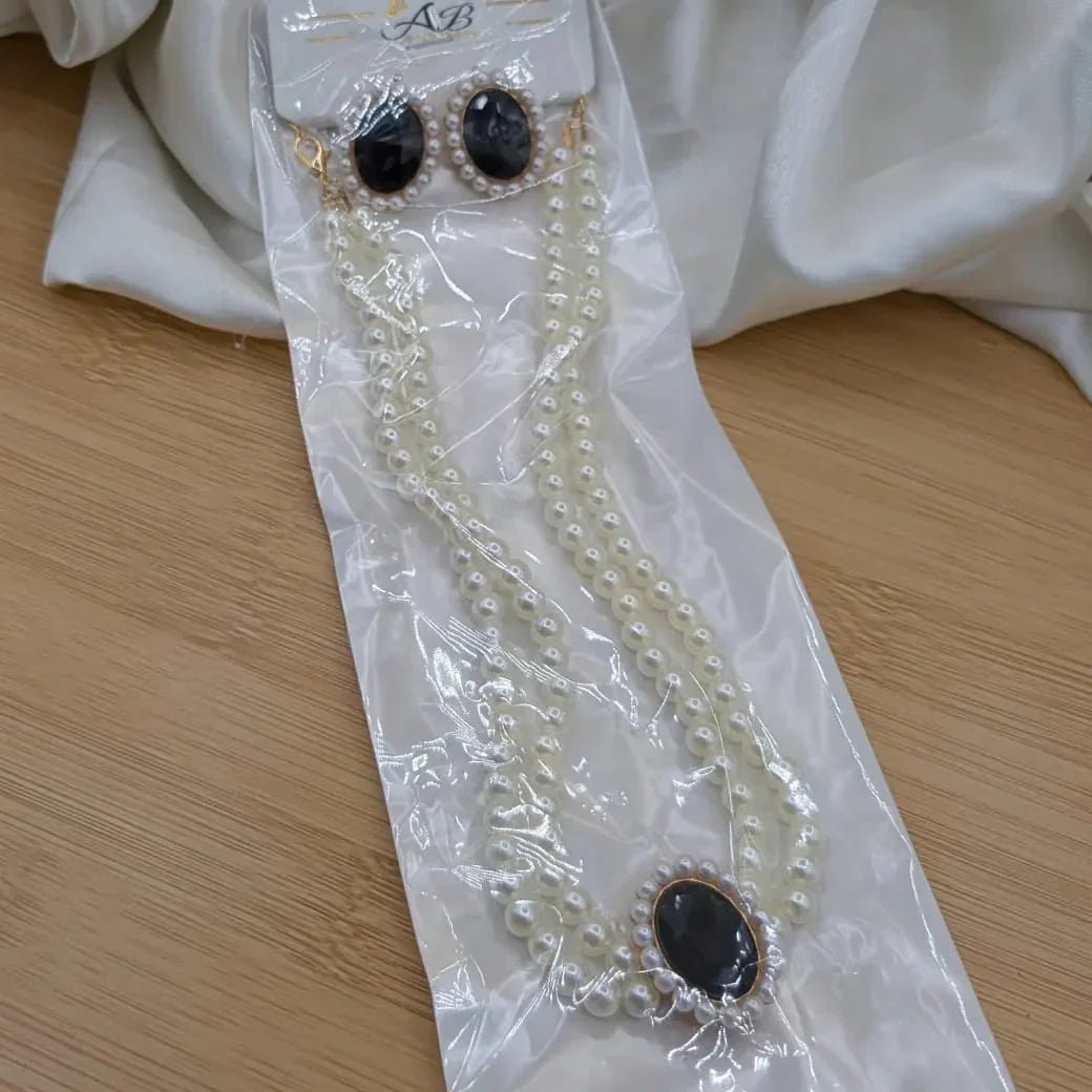 Pearl & Crystal Rhinestone Jewelry Set - Rumaisas