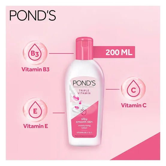 Pond's Triple Vitamin Moisturizing Lotion, Silky Smooth Skin - Rumaisas