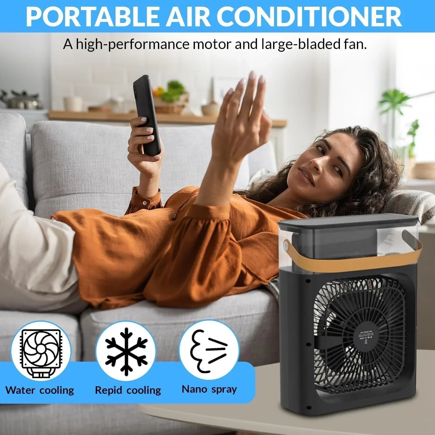 Portable Air Conditioner Fan, 3 In 1 Ice Mist - Rumaisas
