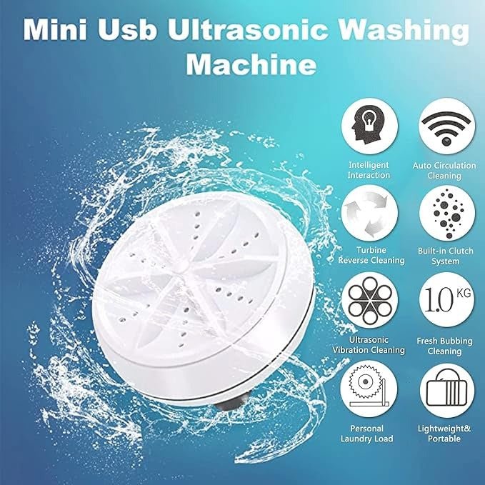 Portable Usb Travel Turbo Mini Washer | Ultrasonic Rotating Turbine Washing Machine For Socks Underwear Dishes Clothes - Rumaisas