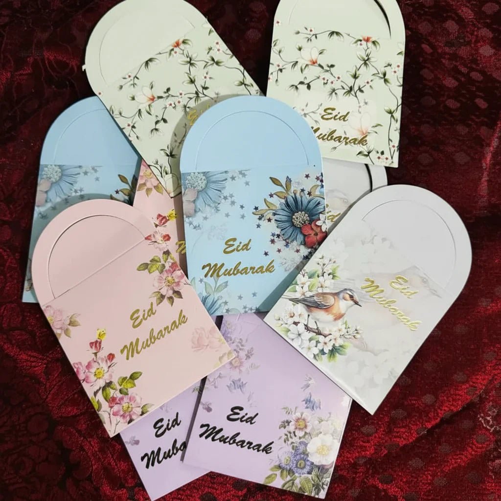 Premium Floral Eidi Envelopes – Elegant Eid Mubarak Money Envelopes Pack of 10 - Rumaisas