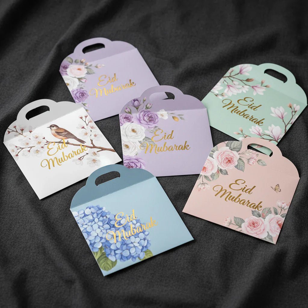 Premium Floral Eidi Envelopes – Elegant Eid Mubarak Money Envelopes Pack of 10 - Rumaisas