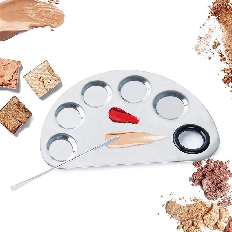 Pro Stainless Steel Cosmetic Makeup Palette with spatula - Rumaisas