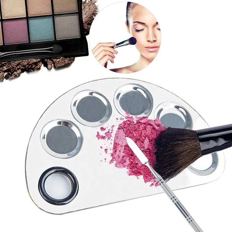 Pro Stainless Steel Cosmetic Makeup Palette with spatula - Rumaisas