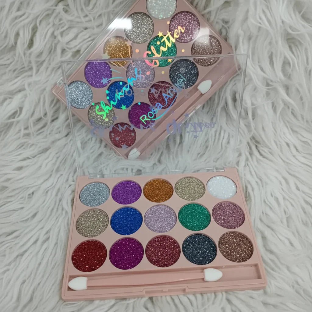Rosa Angel Shinning Glitter Eyeshadow Palette - 15 Colors - Rumaisas