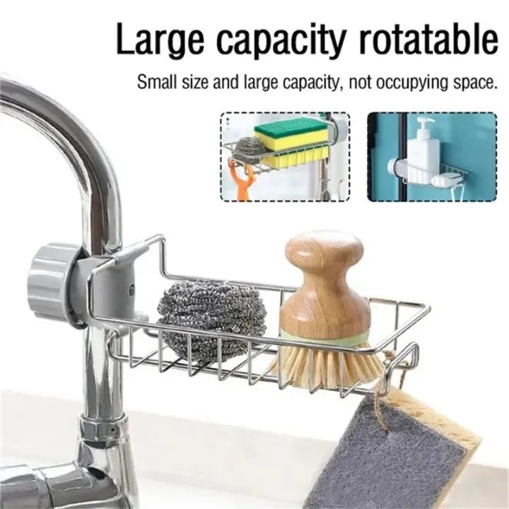 Rotatable Stainless Steel Sink Drainer & Storage Rack - Rumaisas