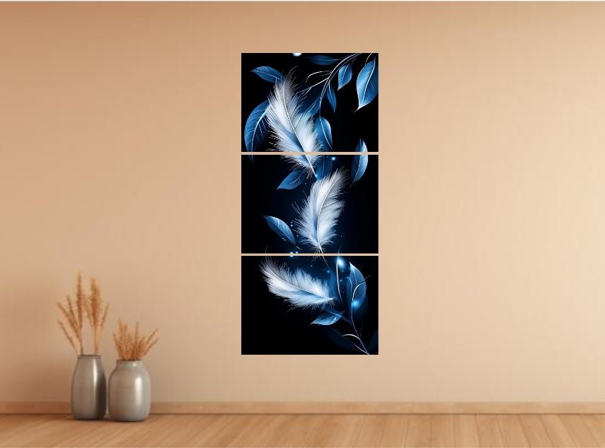 set of 3 leaf art wooden frames for wall decoration / sticky photo tiles - Rumaisas