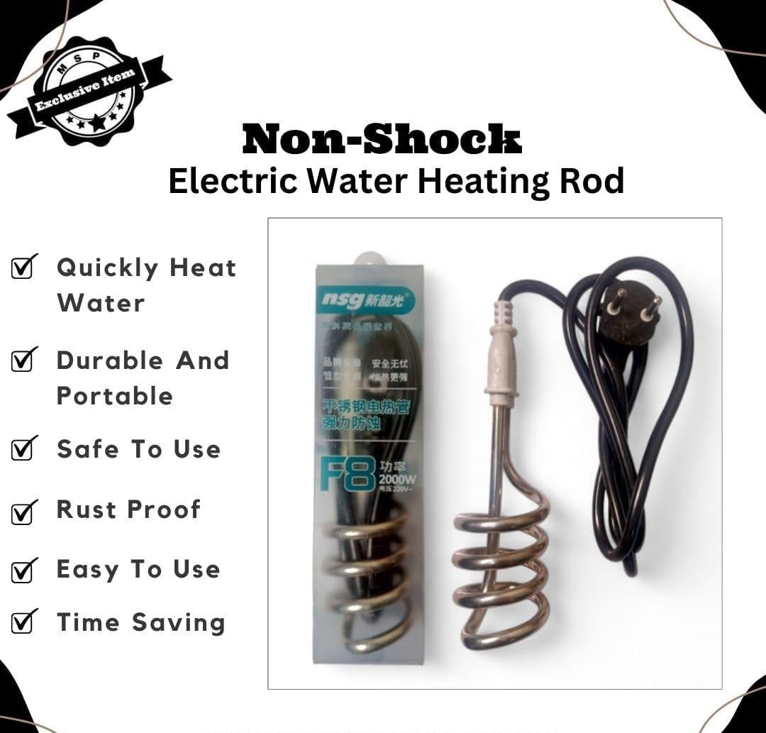 Shockproof Stainless Steel Electric Water Heating Rod 2000W – (اب کرنٹ کا خطرہ نہیں، شاک فری راڈ سے پانی گرم کریں 🔥) - Rumaisas