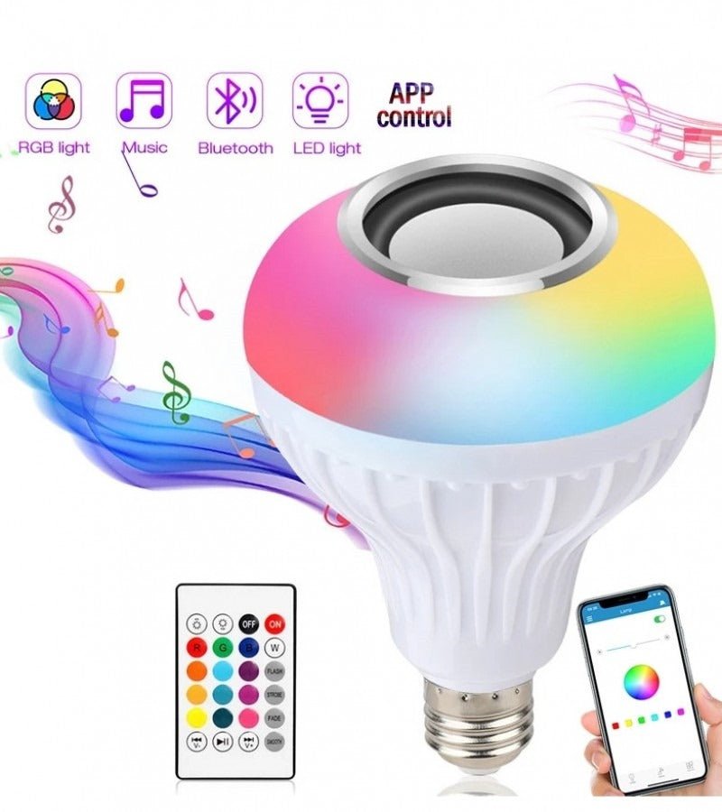 Smart LED Light Bulb with Built - in Bluetooth Speaker + Remote | Best Quality Bluetooth Speaker - Rumaisas