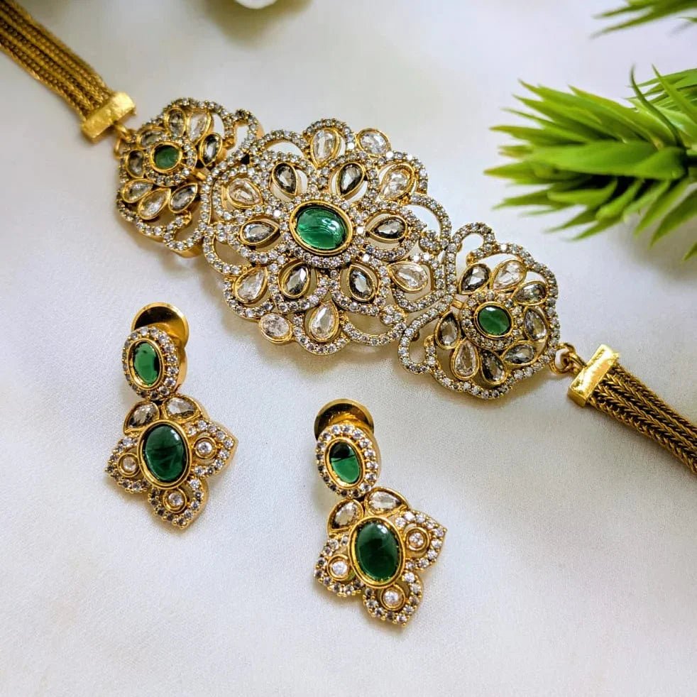 South Indian AD Jewelry Collection – Gold Plated High Quality Set - Rumaisas