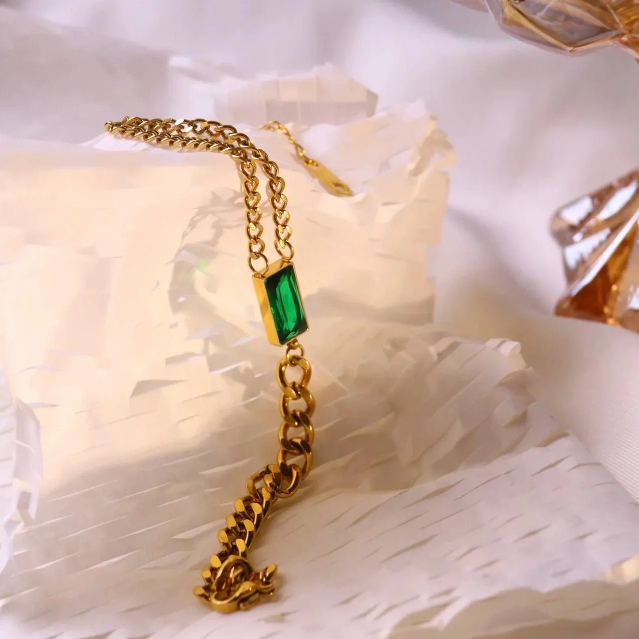 Stainless Steel Green Stone Bracelet - Rumaisas