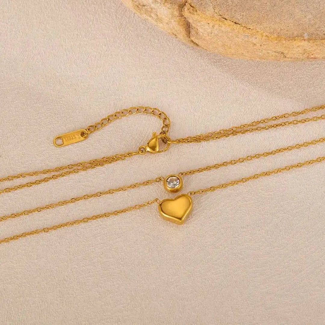 Stainless Steel Heart Double Layer Chain - Rumaisas