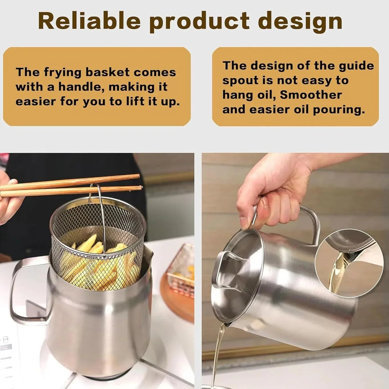 Stainless Steel Large Capacity Oil Filter Pot - Rumaisas