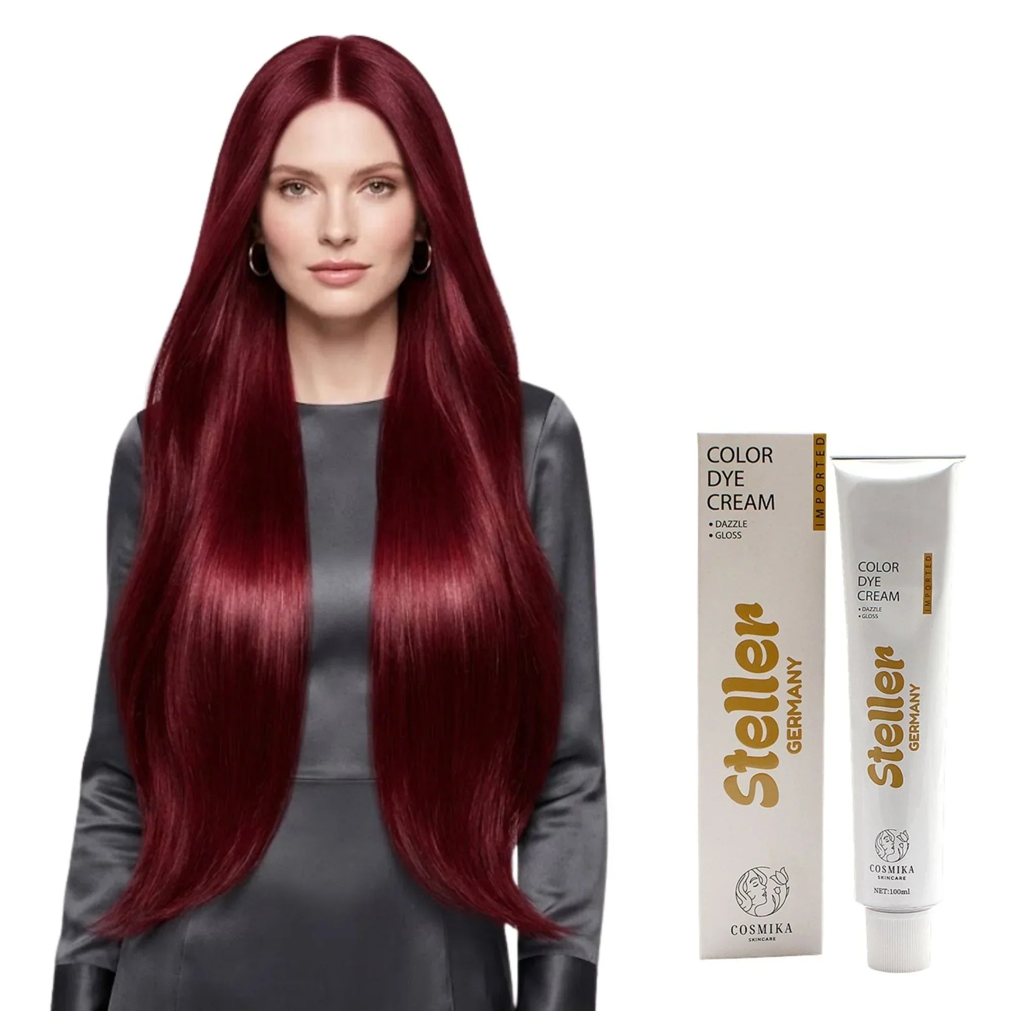 Steller Germany Color Dye Cream - 7/55 Extra Intensive Red - 100ml - Rumaisas