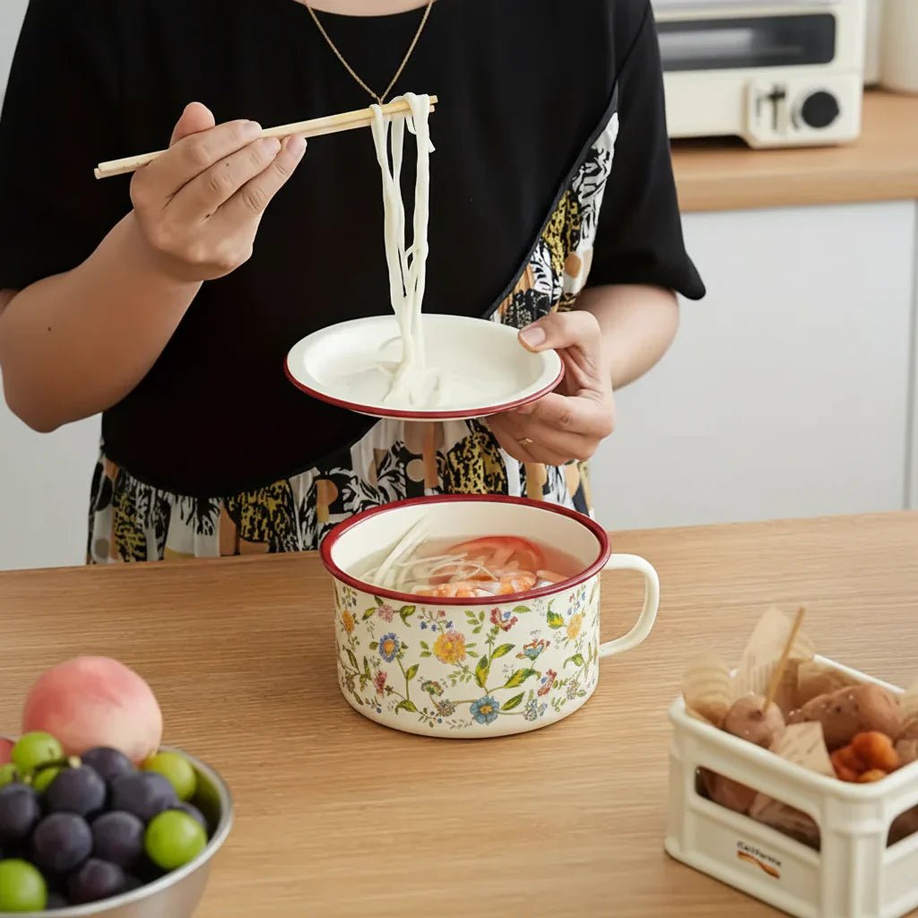 Thick Painted Porcelain Soup Bowls with Handles and Lids - Rumaisas