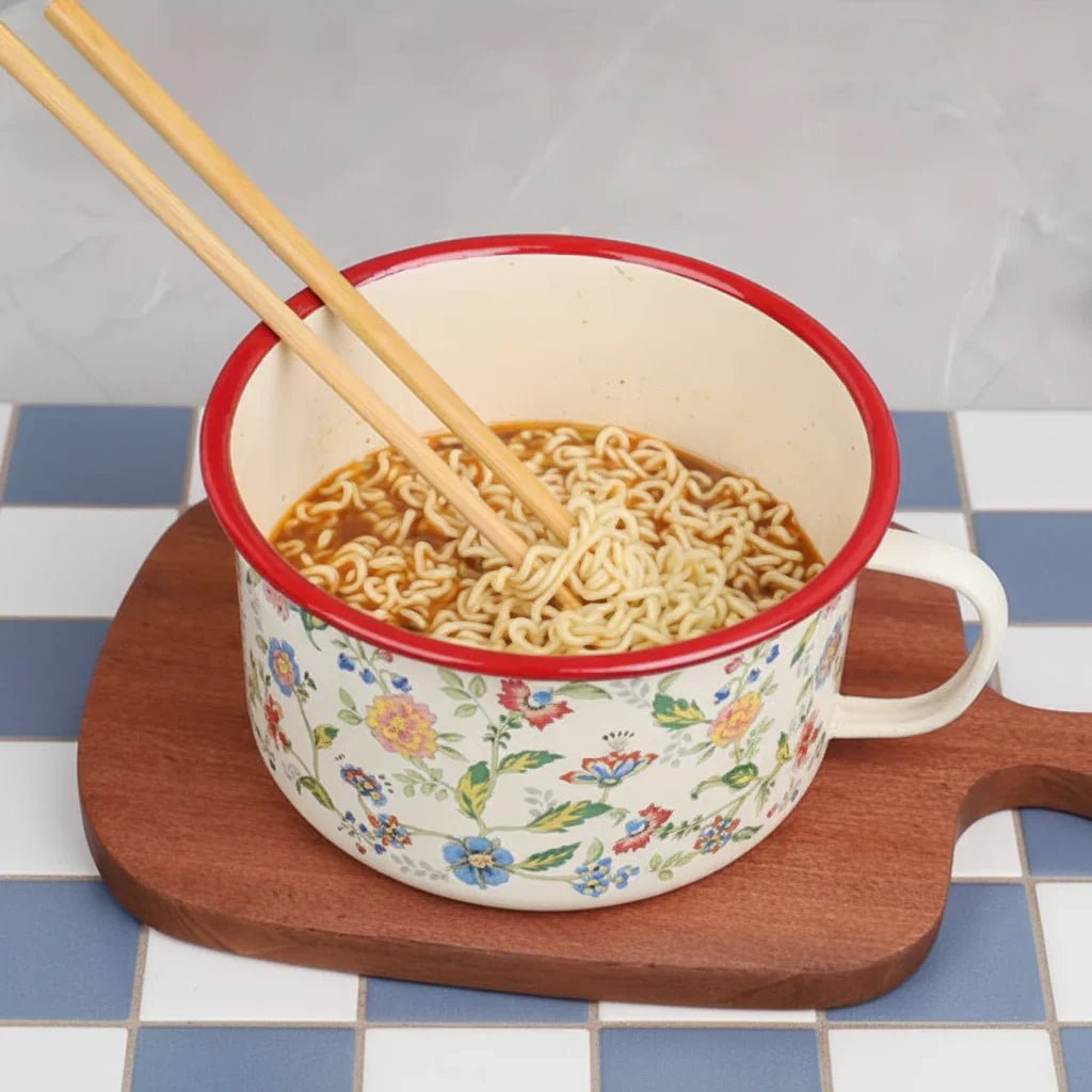 Thick Painted Porcelain Soup Bowls with Handles and Lids - Rumaisas