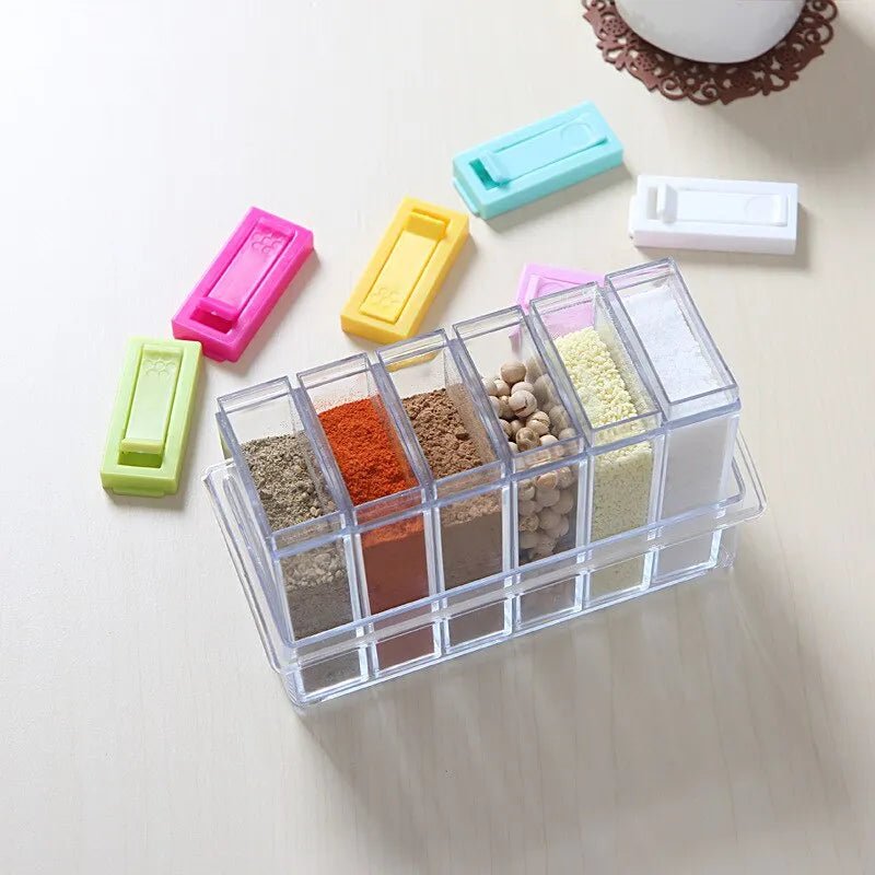 Transparent Spice Jar Colorful Lid Seasoning Box Set of 6pcs - Rumaisas